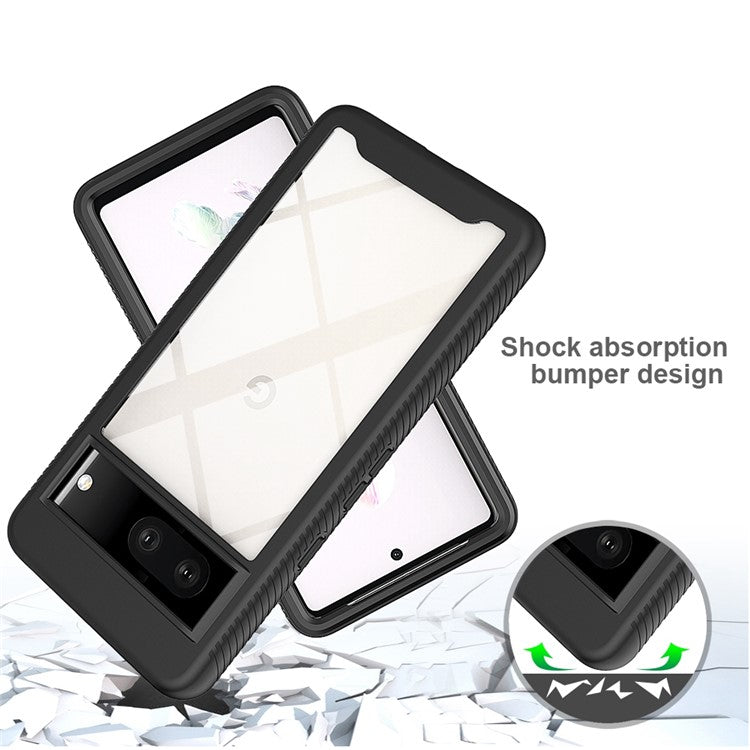 For Google Pixel 7 5G PC + TPU Full Protection Phone Case Anti-drop Protective Cover with PET Screen Protector - Dark Blue