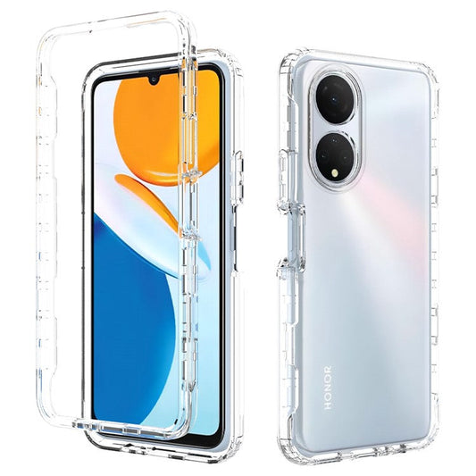 Transparent TPU + PC Hybrid Case for Honor X7, Gradient Color Drop-proof Protective Phone Cover - Transparent