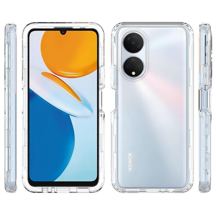 Transparent TPU + PC Hybrid Case for Honor X7, Gradient Color Drop-proof Protective Phone Cover - Transparent