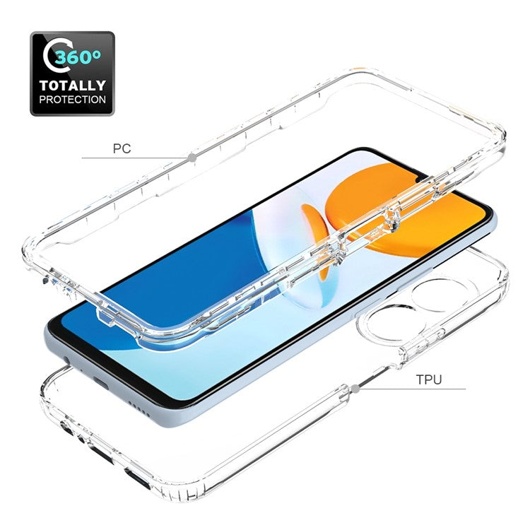 Transparent TPU + PC Hybrid Case for Honor X7, Gradient Color Drop-proof Protective Phone Cover - Transparent