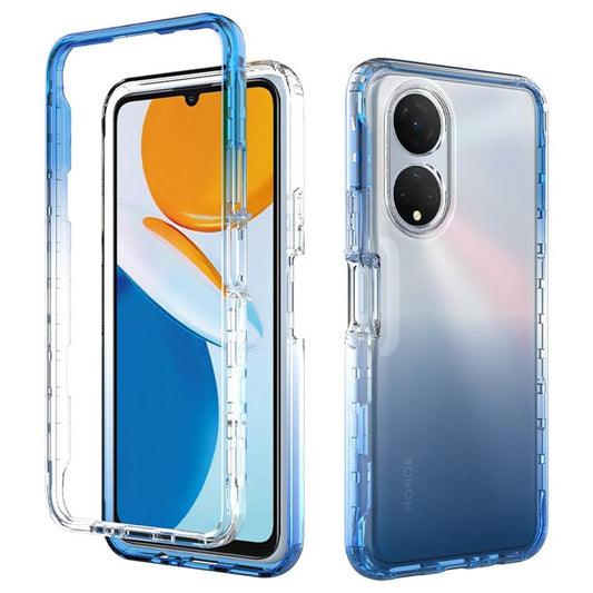 Transparent TPU + PC Hybrid Case for Honor X7, Gradient Color Drop-proof Protective Phone Cover - Gradient Blue