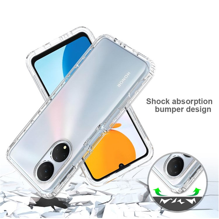 Transparent TPU + PC Hybrid Case for Honor X7, Gradient Color Drop-proof Protective Phone Cover - Gradient Blue