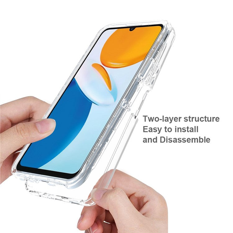 Transparent TPU + PC Hybrid Case for Honor X7, Gradient Color Drop-proof Protective Phone Cover - Gradient Blue