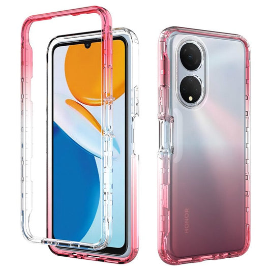 Transparent TPU + PC Hybrid Case for Honor X7, Gradient Color Drop-proof Protective Phone Cover - Gradient Red