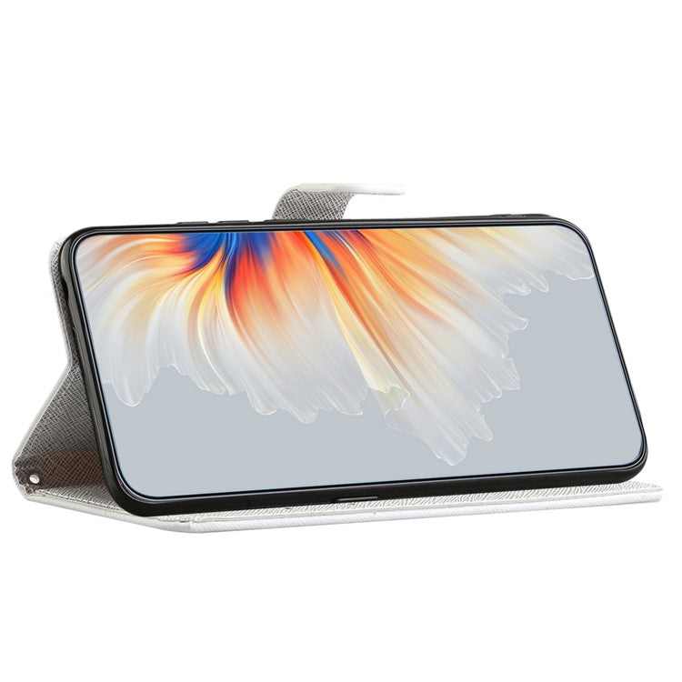 For Samsung Galaxy S23+ Cross Texture PU Leather Flip Wallet Cover 3D Pattern Printing Foldable Stand Drop-proof Phone Case - Flower and Butterfly