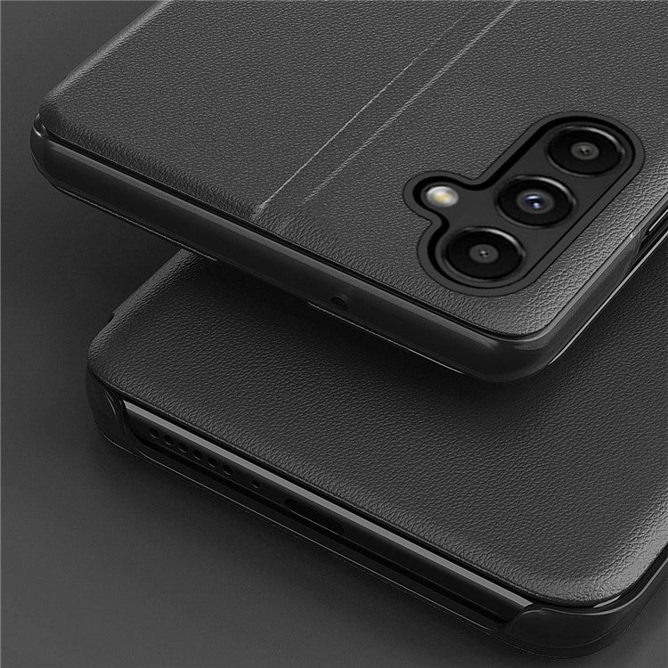 For Samsung Galaxy A14 5G / A14 4G PU Leather View Window Flip Case Stand Scratchproof Full Body Protective Phone Case - Red