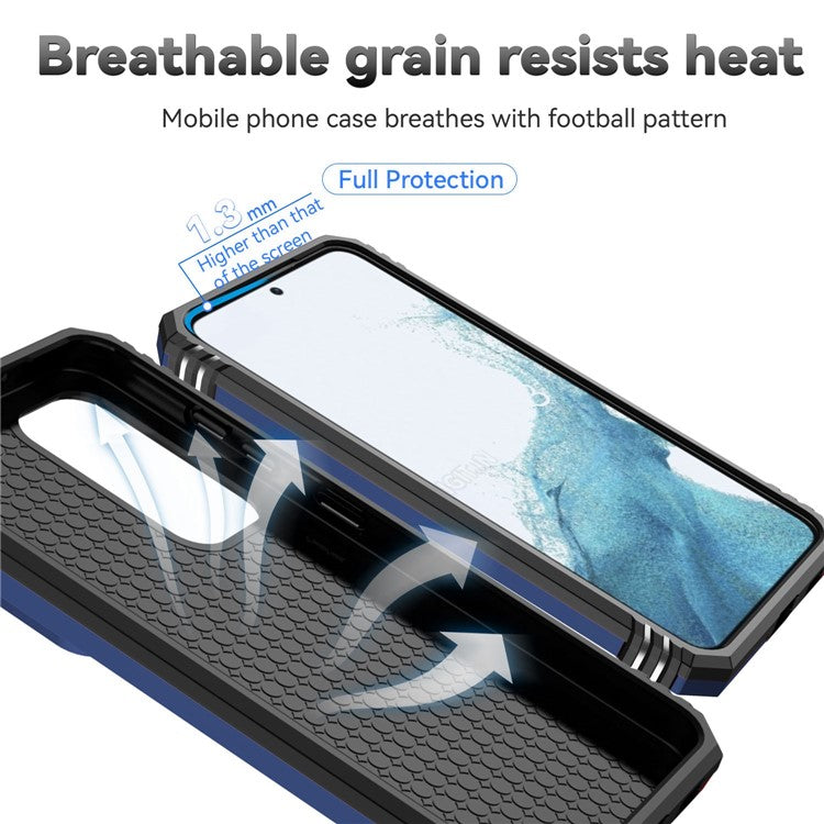 For Samsung Galaxy S23 Back Case, Slide Camera Protector Design Shockproof PC + TPU Protective Phone Cover with Metal Ring Kickstand - Blue