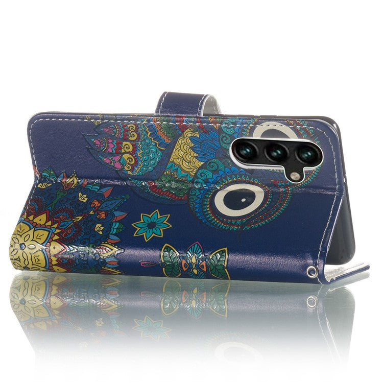 For Samsung Galaxy A04s 4G (164.7 x 76.7 x 9.1 mm) Pattern Embossed Phone Case PU Leather TPU Wallet Case with Stand / Hand Strap - Owl