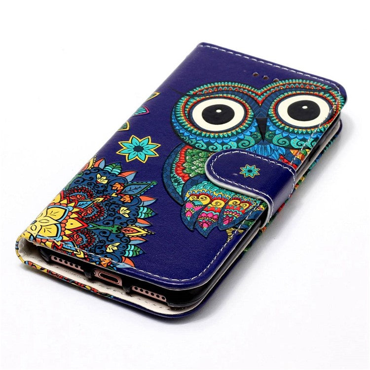 For Samsung Galaxy A04s 4G (164.7 x 76.7 x 9.1 mm) Pattern Embossed Phone Case PU Leather TPU Wallet Case with Stand / Hand Strap - Owl