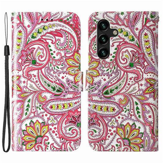 For Samsung Galaxy A04s 4G (164.7 x 76.7 x 9.1 mm) Pattern Embossed Phone Case PU Leather TPU Wallet Case with Stand / Hand Strap - Flower