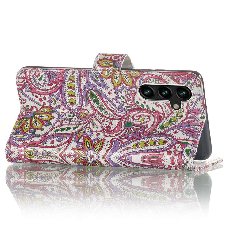 For Samsung Galaxy A04s 4G (164.7 x 76.7 x 9.1 mm) Pattern Embossed Phone Case PU Leather TPU Wallet Case with Stand / Hand Strap - Flower
