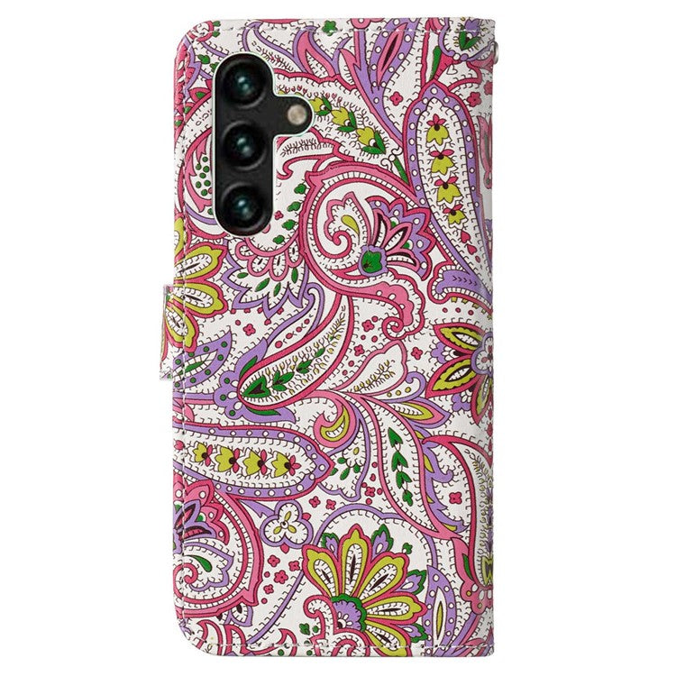 For Samsung Galaxy A04s 4G (164.7 x 76.7 x 9.1 mm) Pattern Embossed Phone Case PU Leather TPU Wallet Case with Stand / Hand Strap - Flower