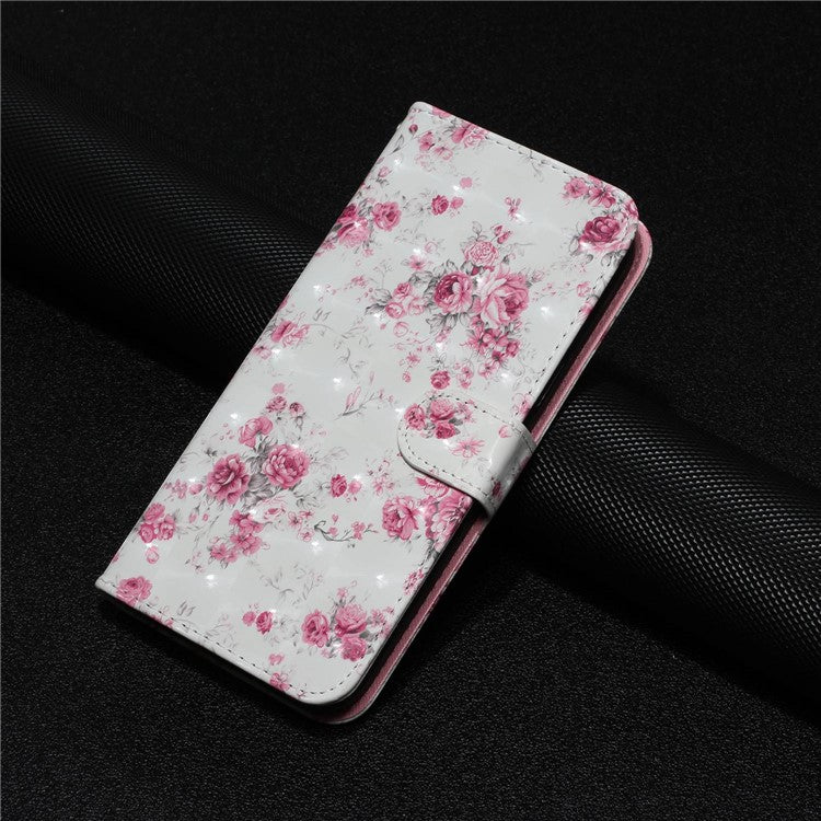 For Samsung Galaxy S23 Ultra 3D Pattern Printing PU Leather Flip Wallet Case Stand Magnetic Shockproof Protective Phone Cover with Strap - Roses