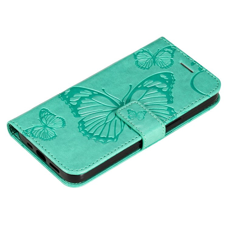 KT Imprinting Series-2 for Honor X8 4G Phone Case Imprinted Butterfly Pattern Protective Wallet PU Leather Stand Cover with Strap - Green