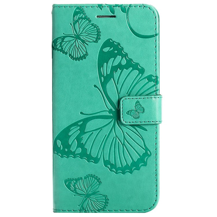 KT Imprinting Series-2 for Honor X8 4G Phone Case Imprinted Butterfly Pattern Protective Wallet PU Leather Stand Cover with Strap - Green