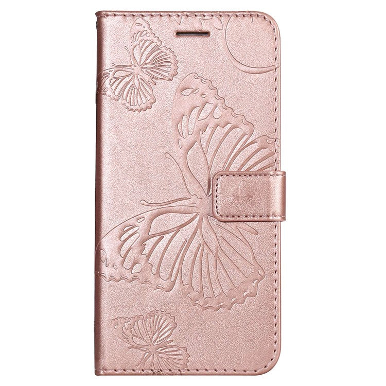 KT Imprinting Series-2 for Honor X8 4G Phone Case Imprinted Butterfly Pattern Protective Wallet PU Leather Stand Cover with Strap - Rose Gold