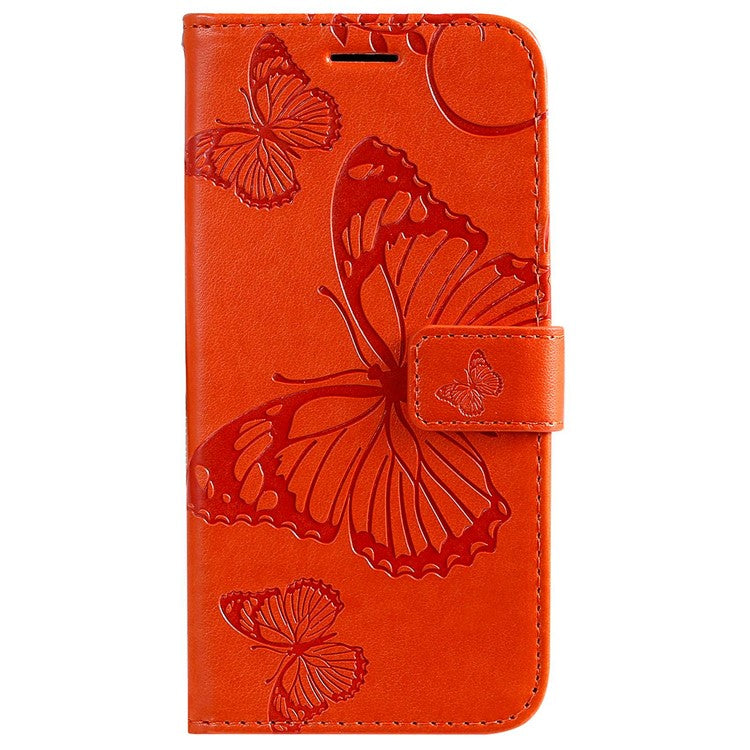 KT Imprinting Series-2 for Honor X8 4G Phone Case Imprinted Butterfly Pattern Protective Wallet PU Leather Stand Cover with Strap - Orange
