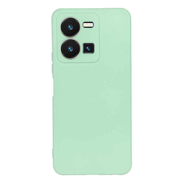 For vivo Y35 4G (2022) Liquid Silicone Cell Phone Case Anti-scratch Soft Lining Protective Cover with Strap - Green