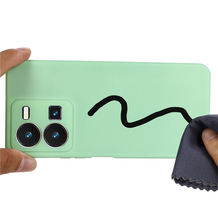 For vivo Y35 4G (2022) Liquid Silicone Cell Phone Case Anti-scratch Soft Lining Protective Cover with Strap - Green