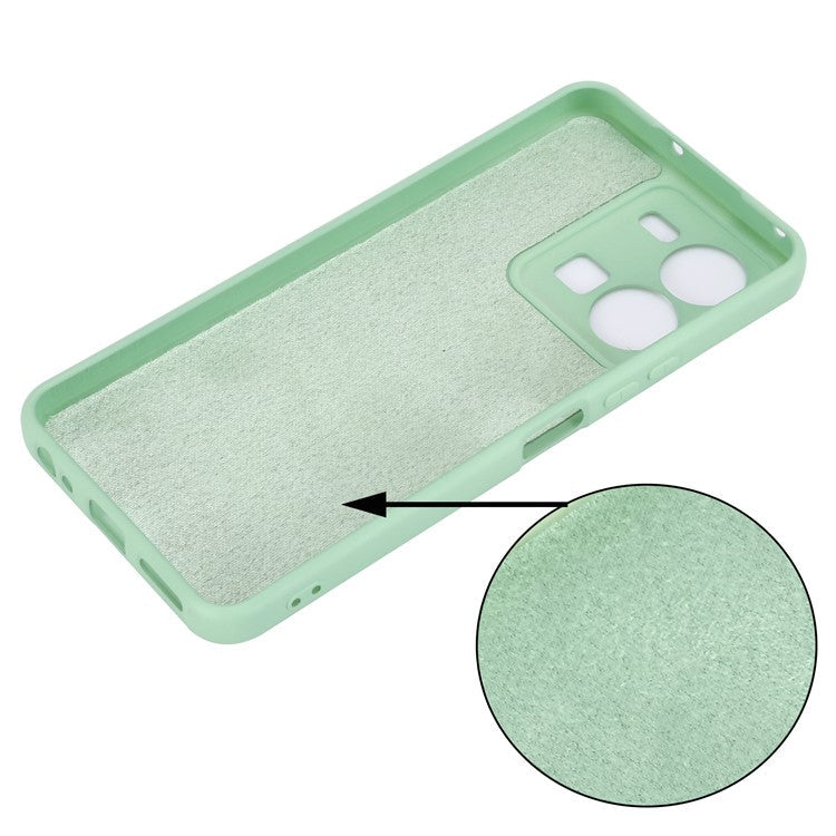 For vivo Y35 4G (2022) Liquid Silicone Cell Phone Case Anti-scratch Soft Lining Protective Cover with Strap - Green