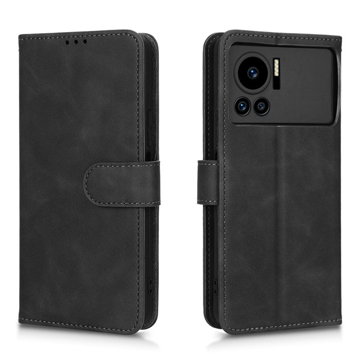 For Infinix Note 12 VIP 4G Anti-scratch PU Leather Phone Case Skin-touch Feeling Wallet Stand Magnetic Clasp Cover - Black