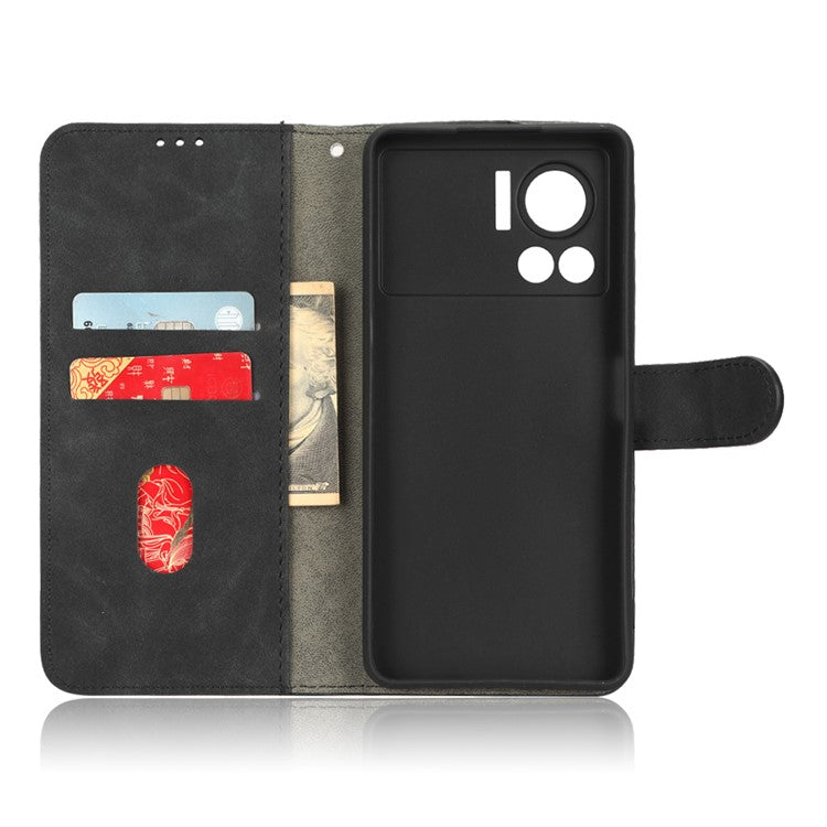 For Infinix Note 12 VIP 4G Anti-scratch PU Leather Phone Case Skin-touch Feeling Wallet Stand Magnetic Clasp Cover - Black