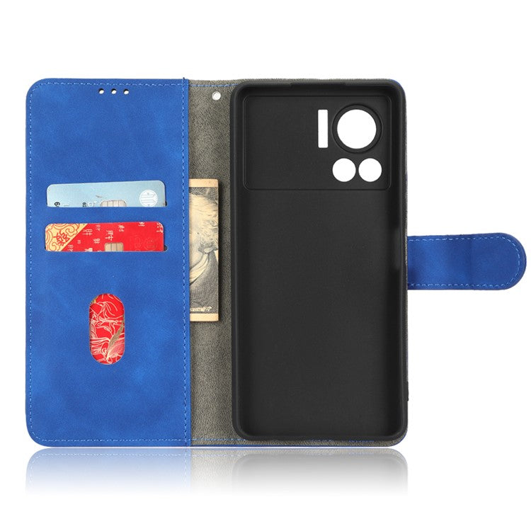 For Infinix Note 12 VIP 4G Anti-scratch PU Leather Phone Case Skin-touch Feeling Wallet Stand Magnetic Clasp Cover - Blue