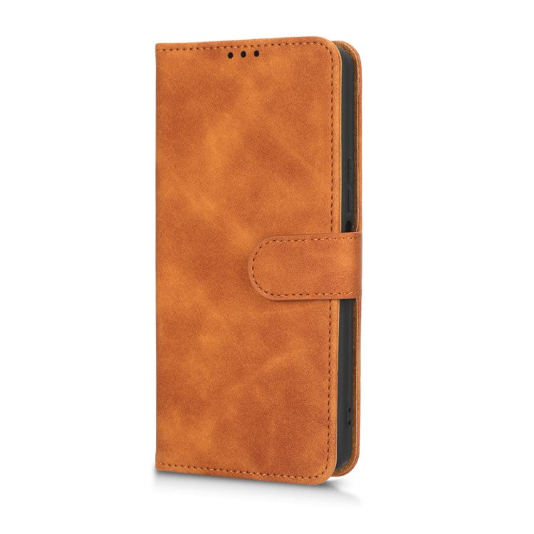 For Infinix Note 12 VIP 4G Anti-scratch PU Leather Phone Case Skin-touch Feeling Wallet Stand Magnetic Clasp Cover - Brown