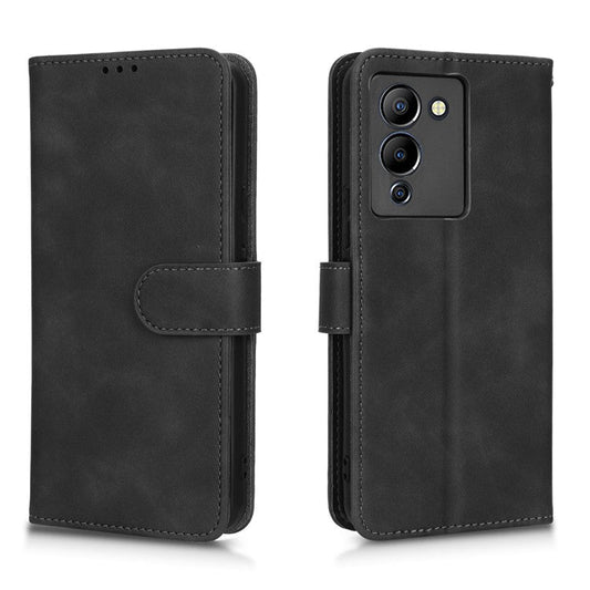 For Infinix Note 12 G96 4G Skin-Touch Feeling Stand Phone Case PU Leather Full Protection Wallet Cover - Black