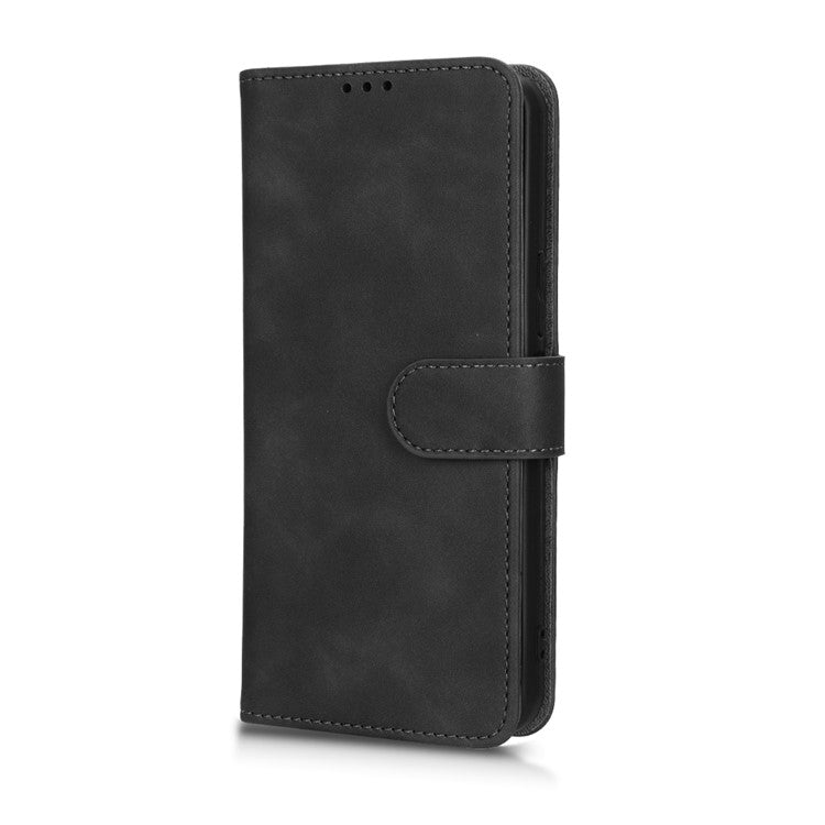 For Infinix Note 12 G96 4G Skin-Touch Feeling Stand Phone Case PU Leather Full Protection Wallet Cover - Black