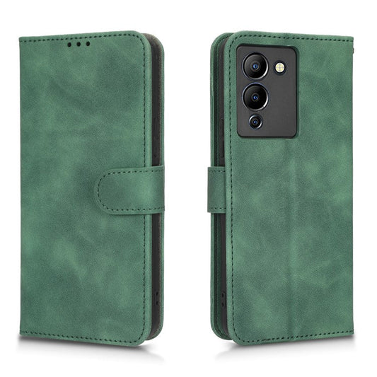 For Infinix Note 12 G96 4G Skin-Touch Feeling Stand Phone Case PU Leather Full Protection Wallet Cover - Green