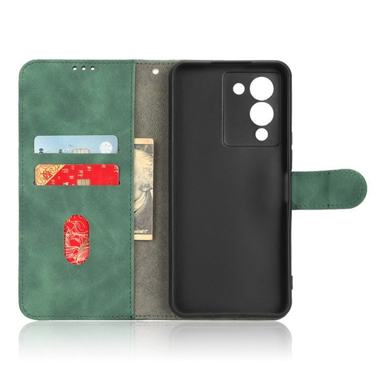 For Infinix Note 12 G96 4G Skin-Touch Feeling Stand Phone Case PU Leather Full Protection Wallet Cover - Green