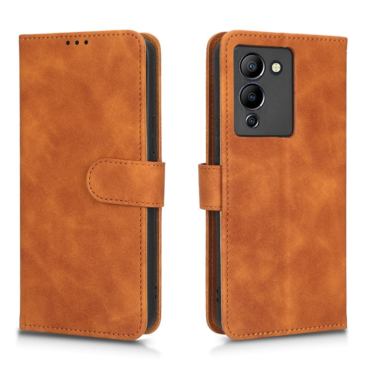 For Infinix Note 12 G96 4G Skin-Touch Feeling Stand Phone Case PU Leather Full Protection Wallet Cover - Brown