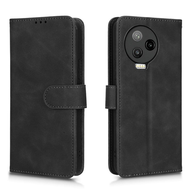 For Infinix Note 12 Pro 4G Stand Wallet Folio Flip Phone Case Skin-touch Feeling PU Leather Shockproof Cover - Black