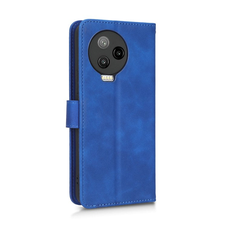 For Infinix Note 12 Pro 4G Stand Wallet Folio Flip Phone Case Skin-touch Feeling PU Leather Shockproof Cover - Blue