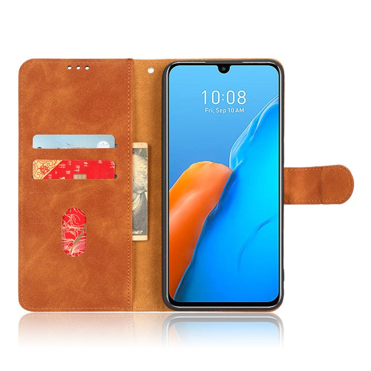 For Infinix Note 12 Pro 4G Stand Wallet Folio Flip Phone Case Skin-touch Feeling PU Leather Shockproof Cover - Brown