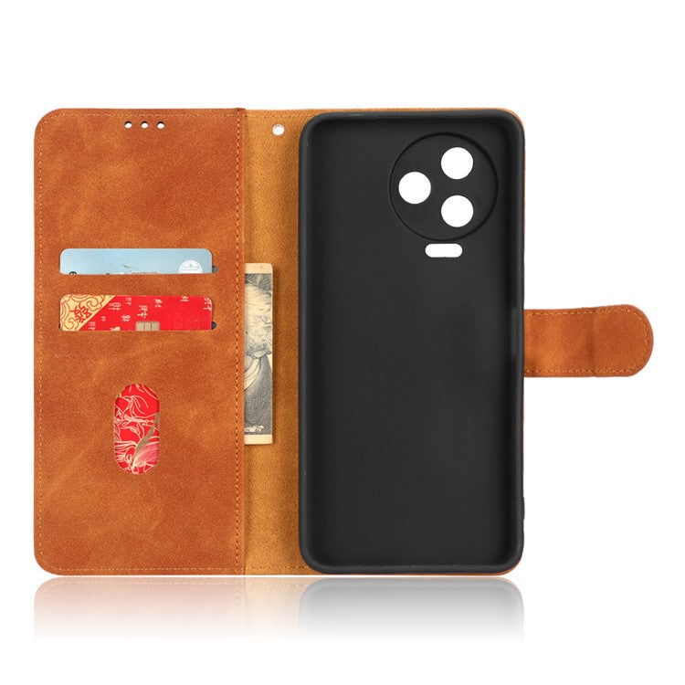 For Infinix Note 12 Pro 4G Stand Wallet Folio Flip Phone Case Skin-touch Feeling PU Leather Shockproof Cover - Brown