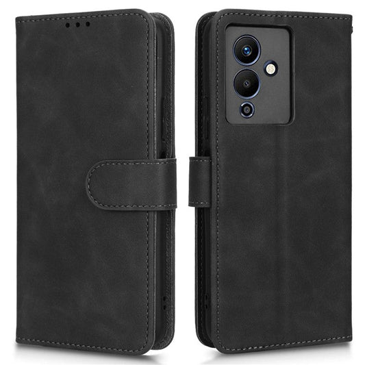 For Infinix Note 12 5G Skin-Touch Feeling Wallet Stand Phone Case PU Leather Full Protection Magnetic Clasp Cover - Black