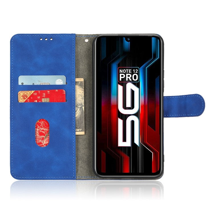 For Infinix Note 12 5G Skin-Touch Feeling Wallet Stand Phone Case PU Leather Full Protection Magnetic Clasp Cover - Blue