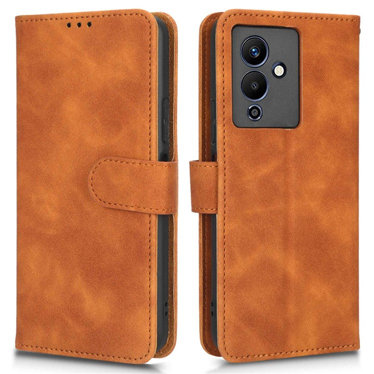 For Infinix Note 12 5G Skin-Touch Feeling Wallet Stand Phone Case PU Leather Full Protection Magnetic Clasp Cover - Brown