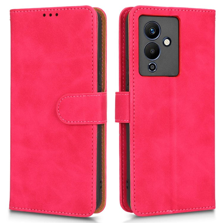For Infinix Note 12 5G Skin-Touch Feeling Wallet Stand Phone Case PU Leather Full Protection Magnetic Clasp Cover - Red