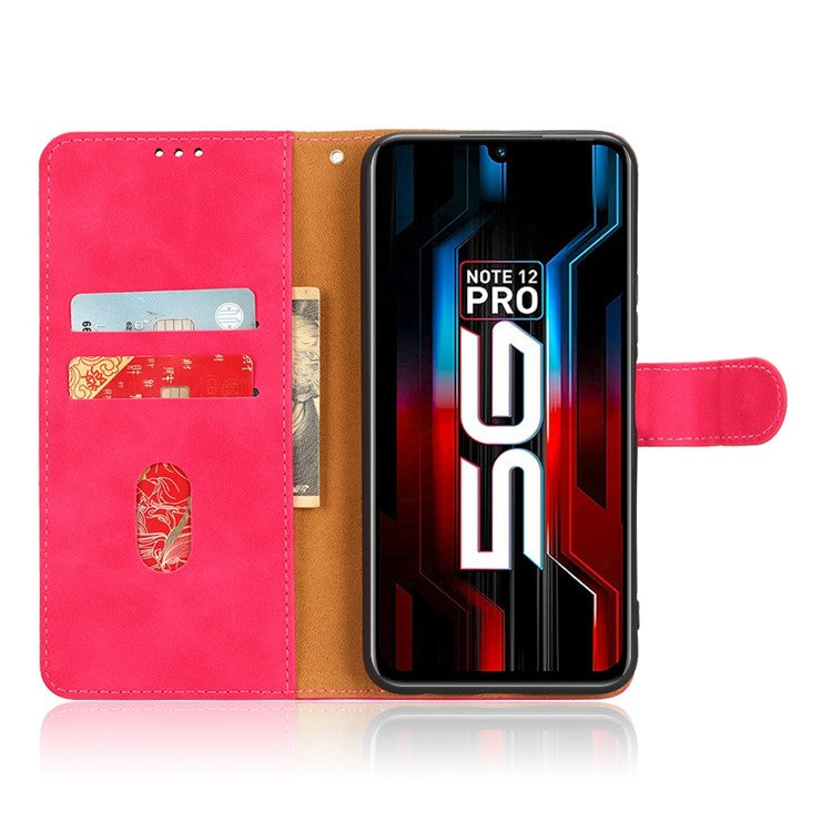 For Infinix Note 12 5G Skin-Touch Feeling Wallet Stand Phone Case PU Leather Full Protection Magnetic Clasp Cover - Red