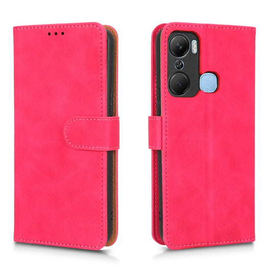 Skin-Touch Feeling Phone Case for Infinix Hot 12 Pro 4G, Wallet Stand Flip Anti-Scratch PU Leather+TPU Cover - Rose