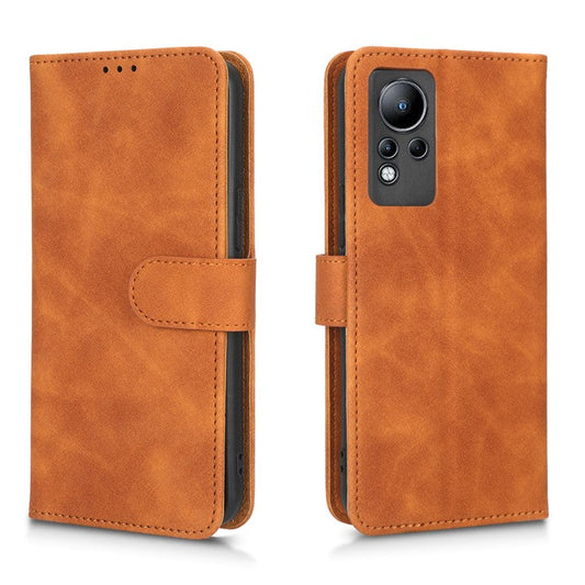 PU Leather Phone Cover for Infinix Note 11, Skin-Touch Feeling Wallet Stand Phone Shell Flip Protection Case - Brown