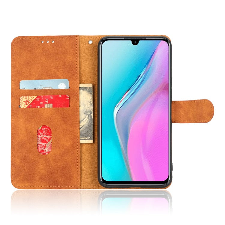 PU Leather Phone Cover for Infinix Note 11, Skin-Touch Feeling Wallet Stand Phone Shell Flip Protection Case - Brown