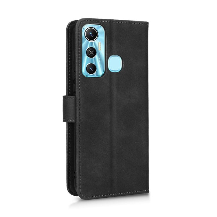 Drop-Proof Phone Case For Infinix Hot 11, Skin-Touch Feeling Wallet Stand Folio Flip PU Leather + TPU Cell Phone Cover - Black