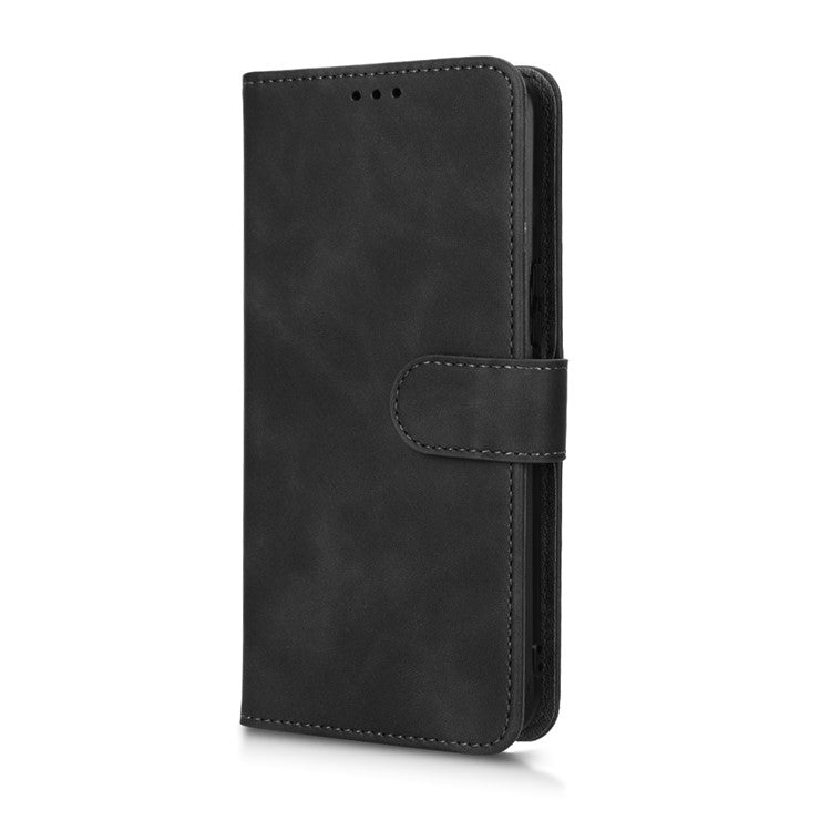 Drop-Proof Phone Case For Infinix Hot 11, Skin-Touch Feeling Wallet Stand Folio Flip PU Leather + TPU Cell Phone Cover - Black