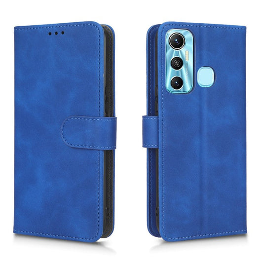 Drop-Proof Phone Case For Infinix Hot 11, Skin-Touch Feeling Wallet Stand Folio Flip PU Leather + TPU Cell Phone Cover - Blue