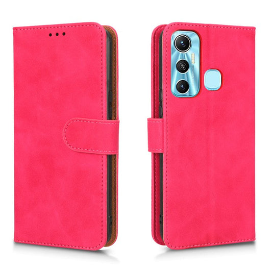 Drop-Proof Phone Case For Infinix Hot 11, Skin-Touch Feeling Wallet Stand Folio Flip PU Leather + TPU Cell Phone Cover - Red