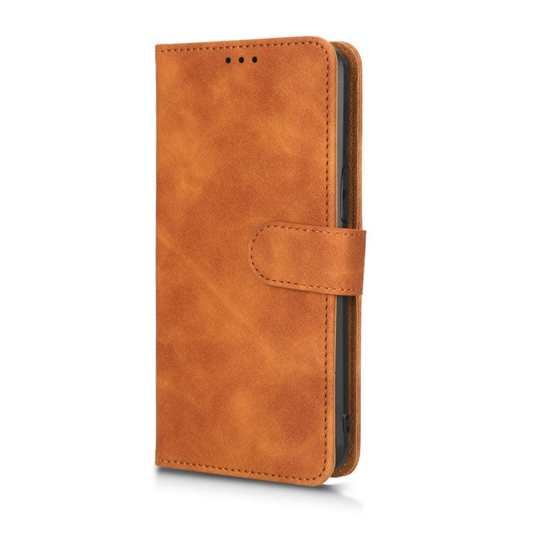 Drop-Proof Phone Case For Infinix Hot 11, Skin-Touch Feeling Wallet Stand Folio Flip PU Leather + TPU Cell Phone Cover - Brown